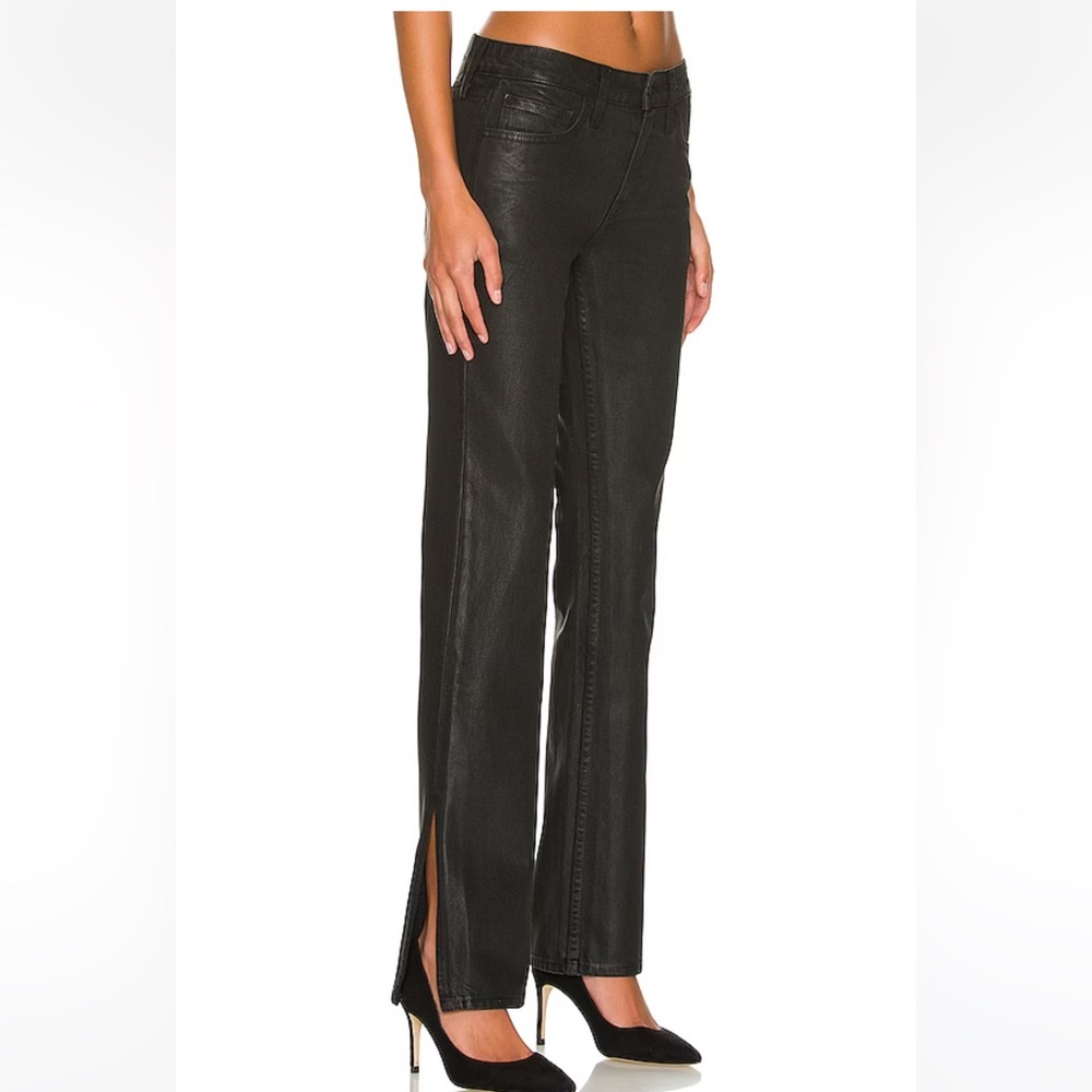 Girlfriend Hailey. Waxy denim with ankle slits. Size 29. NWOT.